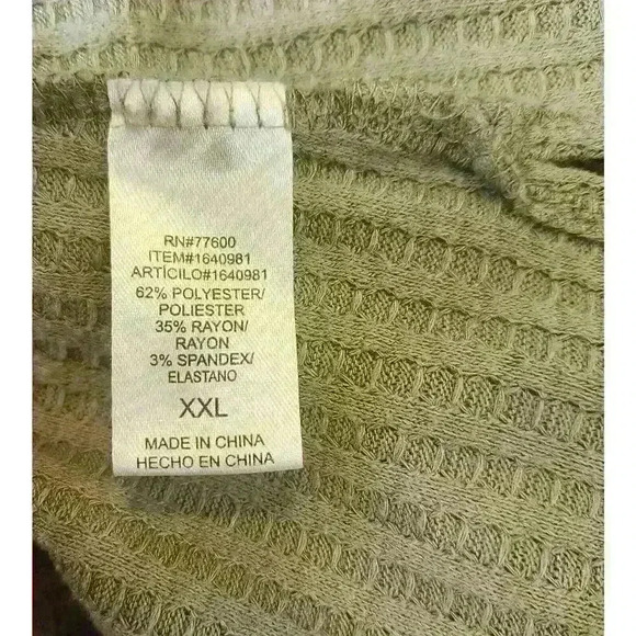 Women's Chaser Green Waffle Knit Thermal Long Sleeve Tunic. Size XXL - Picture 5 of 6